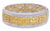 LARGE 18.82CT WHITE & FANCY YELLOW DIAMOND 18KT TWO TONE GOLD 3D BANGLE BRACELET