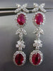 ESTATE LARGE CERTIFIED 4.77CT DIAMOND & RUBY 18KT WHITE GOLD FLORAL EARRINGS E/F