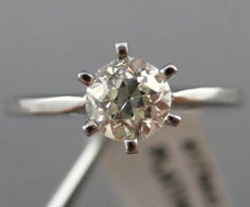 ANTIQUE .59CT OLD MINE DIAMOND 14KT WHITE GOLD SOLITAIRE ENGAGEMENT RING #17943