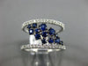 ESTATE WIDE .98CT DIAMOND & AAA SAPPHIRE 14K WHITE GOLD CLUSTER ANNIVERSARY RING