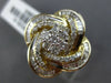 ESTATE LARGE 1.0CT ROUND & BAGUETTE DIAMOND 14KT YELLOW GOLD 3D FLOWER LOVE RING
