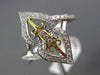 ESTATE WIDE .29CT DIAMOND 14KT TWO TONE GOLD FILIGREE DOUBLE HEART INFINITY RING