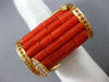 ESTATE EXTRA LARGE 1.76CT DIAMOND AAA CORAL & CITRINE 18KT YELLOW GOLD LOVE RING