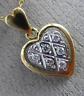 ESTATE .12CT DIAMOND 14K 2 TONE GOLD CLASSIC FILIGREE THREE HEART PENDANT #21612