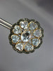 ANTIQUE LARGE 12.9 DIAMOND & AAA AQUAMARINE 14K YELLOW GOLD SILVER STUD EARRINGS