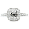 ESTATE .20CT DIAMOND 18KT WHITE GOLD 3D HALO MILGRAIN SEMI MOUNT ENGAGEMENT RING