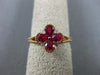 ESTATE .25CT DIAMOND & AAA RUBY 14KT ROSE GOLD 3D MILGRAIN CLOVER FLOWER RING