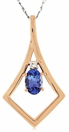 .52CT DIAMOND & AAA TANZANITE 14K ROSE GOLD OVAL & ROUND SQUARE INFINITY PENDANT