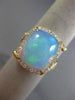 ESTATE 5.73CT DIAMOND & AAA OPAL 14K YELLOW GOLD 3D SQUARE HALO CRISS CROSS RING