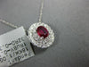ESTATE .68CT DIAMOND & AAA RUBY 18KT WHITE GOLD OVAL DOUBLE HALO CLASSIC PENDANT