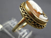 ANTIQUE LARGE .02CT DIAMOND 14KT YELLOW GOLD 3D LADY CAMEO OVAL FILIGREE RING