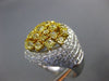ESTATE LARGE 4.63CT WHITE & FANCY YELLOW DIAMOND 18K 2 TONE GOLD 3D CLUSTER RING
