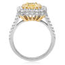 ESTATE GIA 1.80CT WHITE & FANCY YELLOW DIAMOND 18KT GOLD 3D HALO ENGAGEMENT RING
