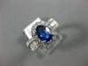 ESTATE 1.90CT DIAMOND & AAA SAPPHIRE 18K WHITE GOLD OVAL CLASSIC ENGAGEMENT RING