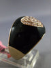 ESTATE WIDE .20CT DIAMOND 14KT ROSE GOLD 3D BLACK ENAMEL HEART ETOILE RING 15mm