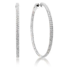 ESTATE LARGE 1.87CT DIAMOND 18KT WHITE GOLD DOUBLE ROW INSIDE OUT HOOP EARRINGS