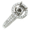 ESTATE .80CT DIAMOND 18KT WHITE GOLD PAVE HALO FLOWER SEMI MOUNT ENGAGEMENT RING