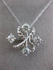 ESTATE .75CT DIAMOND 14K WHITE GOLD 3D 4 STONE CRISS CROSS LOVE FLOATING PENDANT