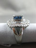 ESTATE LARGE 3.54CT DIAMOND EXTRA FACET SAPPHIRE 18KT WHITE GOLD ENGAGEMENT RING