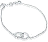 ESTATE .11CT DIAMOND 14K WHITE GOLD 3D CLASSIC LOVE HEART FRIENDSHIP BRACELET