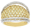 ESTATE WIDE 2.73CT WHITE & FANCY YELLOW DIAMOND 14K 2 TONE GOLD ANNIVERSARY RING