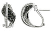 1.39CT WHITE & BLACK DIAMOND 14K WHITE GOLD PAVE LOVE KNOT LEAF CLIP ON EARRINGS