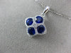 ESTATE 1.93CT DIAMOND & AAA SAPPHIRE 18KT WHITE GOLD SQUARE FLOWER STAR PENDANT