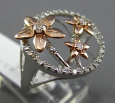 ESTATE LARGE 1.03CT DIAMOND 14K WHITE & ROSE GOLD 3D SHOOTING STAR LOVE RING F/G