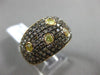 ESTATE 1.88CT YELLOW & CHOCOLATE FANCY DIAMOND 18KT TWO TONE GOLD MULTI ROW RING