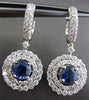 ESTATE LARGE 5.37CT DIAMOND & SAPPHIRE 18KT WHITE GOLD 3D HALO HANGING EARRINGS