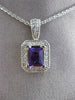 ESTATE 2.58CT DIAMOND & AMETHYST 14K WHITE GOLD SQUARE MILGRAIN FLOATING PENDANT