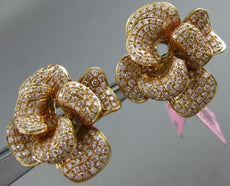 ESTATE LARGE 2.51CT DIAMOND 18KT ROSE GOLD 3D HANDCRATED FLOWER CLIP ON EARRINGS