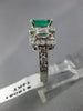 ANTIQUE 2.19CT DIAMOND & AAA EMERALD 14KT WHITE GOLD 3D ENGAGEMENT RING #16061