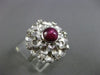 ANTIQUE LARGE .82CT DIAMOND & AAA STAR RUBY 14K WHITE GOLD 3D FLOWER RING #24346