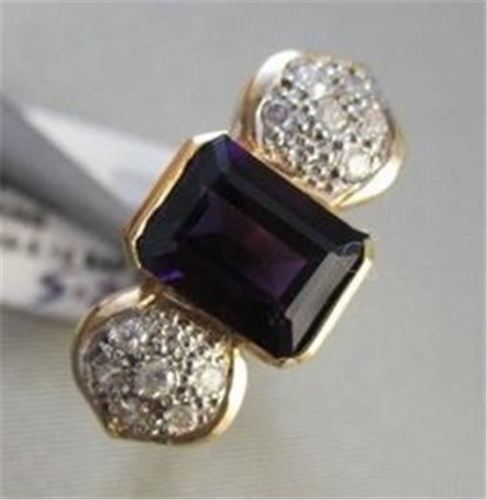 ANTIQUE WIDE 2.14CTW AMETHYST DIAMOND 14KT WHITE & YELLOW GOLD COCKTAIL RING