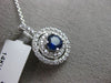 ESTATE .96CT DIAMOND & AAA SAPPHIRE 14KT WHITE GOLD DOUBLE HALO ROUND PENDANT