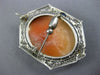 ESTATE LARGE .09CT AAA SAPPHIRE 14KT WHITE GOLD LADY CAMEO BROOCH PENDANT #26139