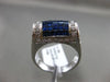 ESTATE WIDE 3.35CT DIAMOND & AAA BLUE SAPPHIRE 14KT WHITE GOLD 3D SEMI DOME RING