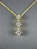 ESTATE .42CT PRINCESS CUT DIAMOND 14K YELLOW GOLD 3 STONE JOURNEY PENDANT #16728