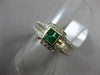 ESTATE .49CT DIAMOND & AAA EMERALD 18KT WHITE & YELLOW GOLD SQUARE PROMISE RING