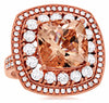 ESTATE LARGE 9.85CT DIAMOND & AAA MORGANITE 14KT ROSE GOLD HALO ENGAGEMENT RING
