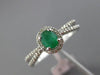 ESTATE .55CT DIAMOND & EMERALD 14KT WHITE GOLD CLASSIC OVAL HALO ENGAGEMENT RING