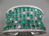 LARGE 24.73CT DIAMOND & AAA COLOMBIAN EMERALD 18KT WHITE GOLD 3D BANGLE BRACELET