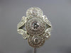 ESTATE LARGE .75CT DIAMOND 14KT WHITE GOLD 3D THREE STONE MILGRAIN FILIGREE RING