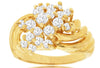 ESTATE WIDE 1.12CT DIAMOND 14KT YELLOW GOLD 3D CLASSIC CLUSTER FLOWER FUN RING