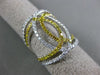 ESTATE LARGE 1.28CT WHITE & FANCY YELLOW DIAMOND 18K WHITE GOLD ANNIVERSARY RING