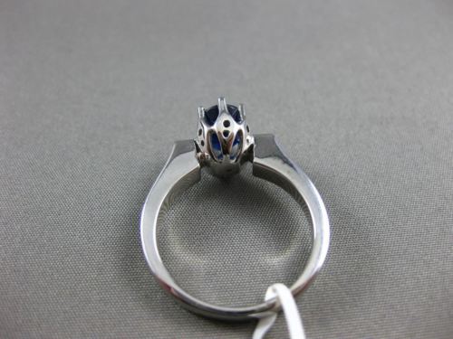 ESTATE 1.49CT ROUND DIAMOND & OVAL SAPPHIRE 14KT WHITE GOLD 3D ENGAGEMENT RING