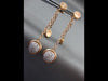 ESTATE .32CT DIAMOND 14KT ROSE GOLD 3D MATTE & SHINY CIRCULAR HANGING EARRINGS