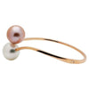 ESTATE WHITE & PINK SOUTH SEA PEARL 18KT ROSE GOLD 3D TWO STONE BANGLE BRACELET