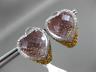 LARGE 15.01CT WHITE & FANCY YELLOW DIAMOND & QUARTZ 14KT WHITE GOLD 3D EARRINGS